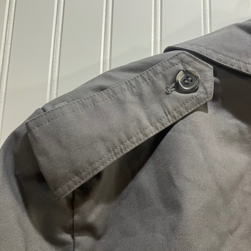 Vintage Towncraft Men's Charcoal Grey Double Breasted Belted Trench Coat 42 Tall - Picture 12 of 16
